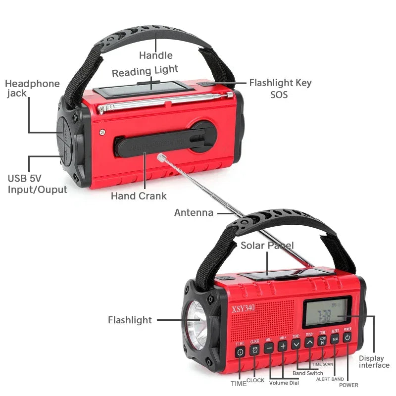Weather Radio Emergency Radio Solar Hand Crank