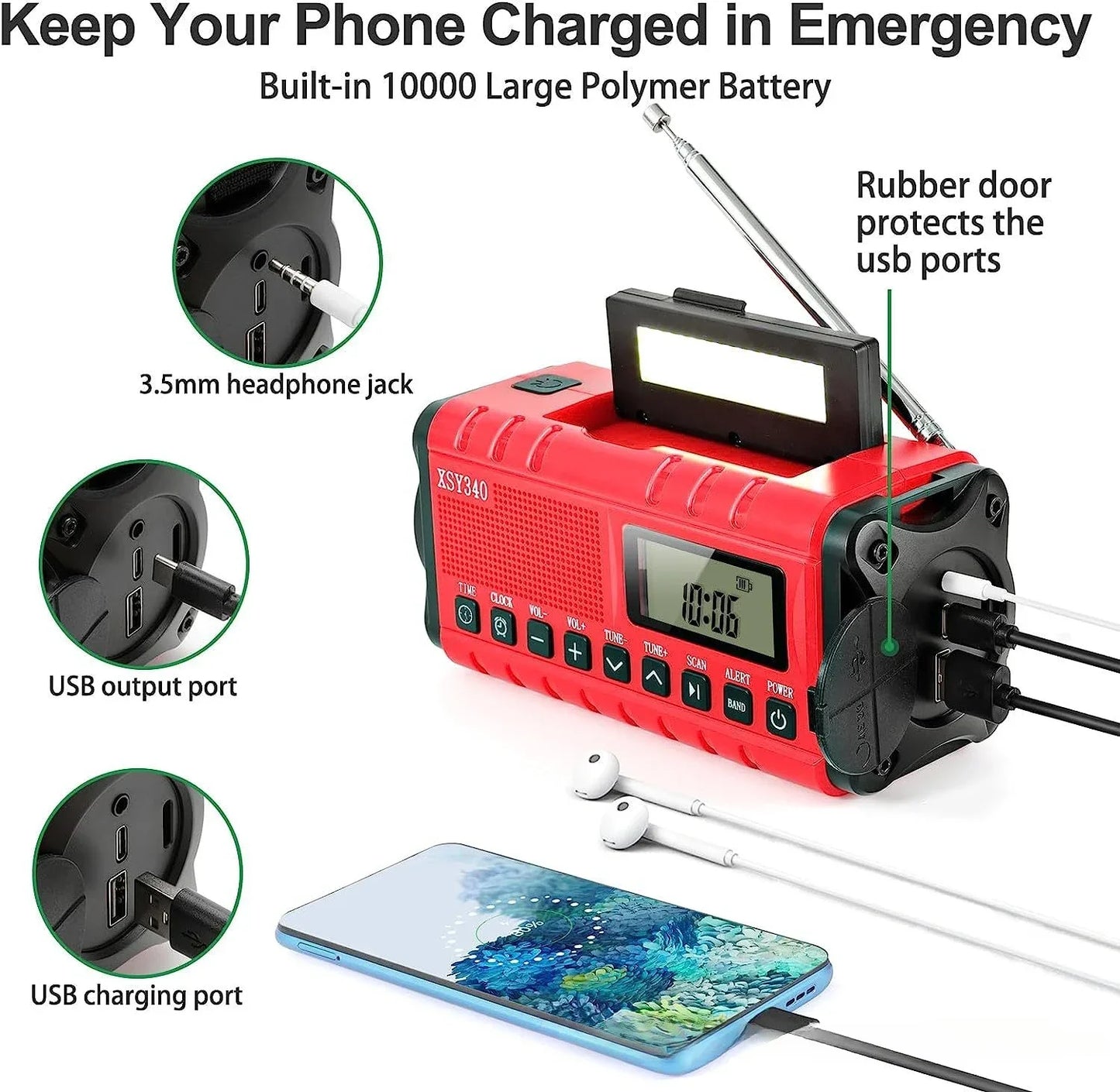 Weather Radio Emergency Radio Solar Hand Crank
